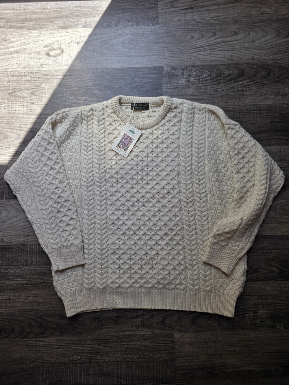 Blarney Men's Wool Cable Knit Sweater In Cream